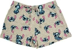 Soft Lilo And Stitch Faces Grey Pajama Shorts For Women