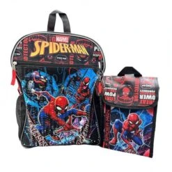 Spiderman 16" Backpack 4pc Set With Lunch Kit, Key