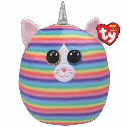 TY Squish-a-Boo Heather Pastel Striped Cat 14"
