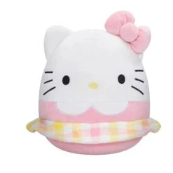 Squishmallows 8" Hello Kitty Easter Spring Plaid Pink Dress