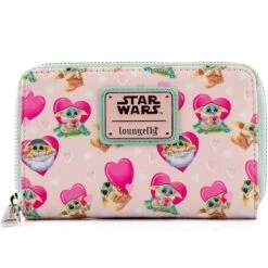 LOUNGEFLY Star Wars: The Mandalorian Grogu Valentines Zip-Around Wallet