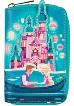 LOUNGEFLY Tangled Rapunzel Castle Glow In The Dark Zip Around Wallet