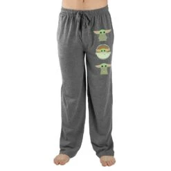 Bioworld The Mandalorian Baby Yoda Star Wars Mens Grey Sleep Pants