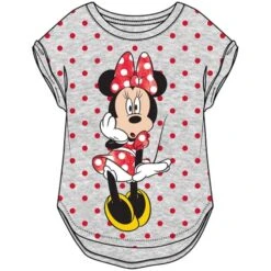 Youth Girls Minnie Shiny Surprise Hi Lo Cuffed Sleeve, Gray Red